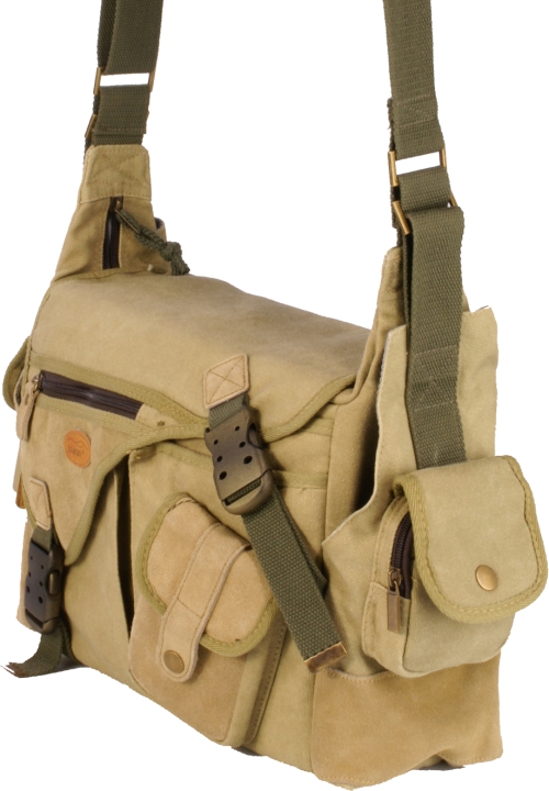 Kalahari KAPAKO K-31 Skuldertaske - Khaki Canvas (Grøn)