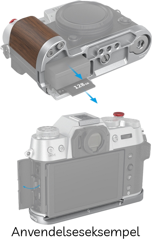 SmallRig 4735 L-Formet Greb i Træ til FUJIFILM X-T50 m/ Hot Shoe Dæksel & Rød Udløserknap - Silver (Sølv)