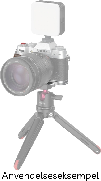 SmallRig 4735 L-Formet Greb i Træ til FUJIFILM X-T50 m/ Hot Shoe Dæksel & Rød Udløserknap - Silver (Sølv)