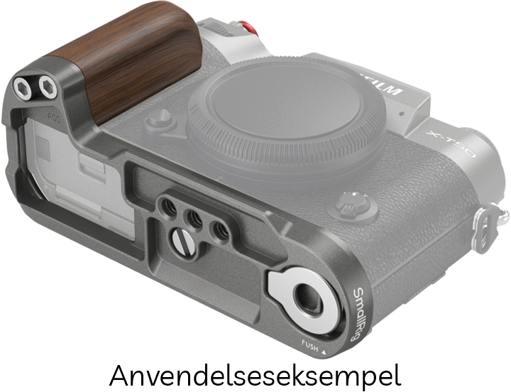 SmallRig 4736 L-Formet Greb i Træ til FUJIFILM X-T50 m/ Hot Shoe Dæksel & Rød Udløserknap - Charcoal Sølv