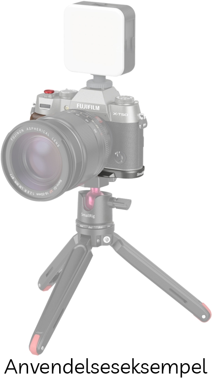 SmallRig 4736 L-Formet Greb i Træ til FUJIFILM X-T50 m/ Hot Shoe Dæksel & Rød Udløserknap - Charcoal Sølv