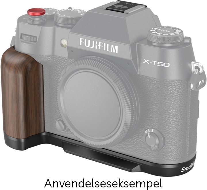 SmallRig 4784 L-Formet Greb i Træ til FUJIFILM X-T50 m/ Hot Shoe Dæksel & Rød Udløserknap - Black (Sort)