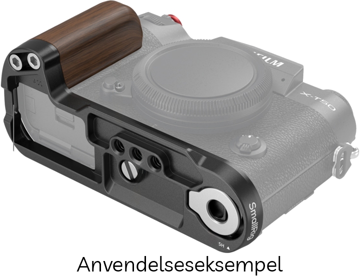 SmallRig 4784 L-Formet Greb i Træ til FUJIFILM X-T50 m/ Hot Shoe Dæksel & Rød Udløserknap - Black (Sort)