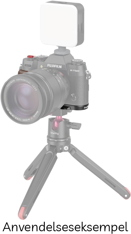 SmallRig 4784 L-Formet Greb i Træ til FUJIFILM X-T50 m/ Hot Shoe Dæksel & Rød Udløserknap - Black (Sort)