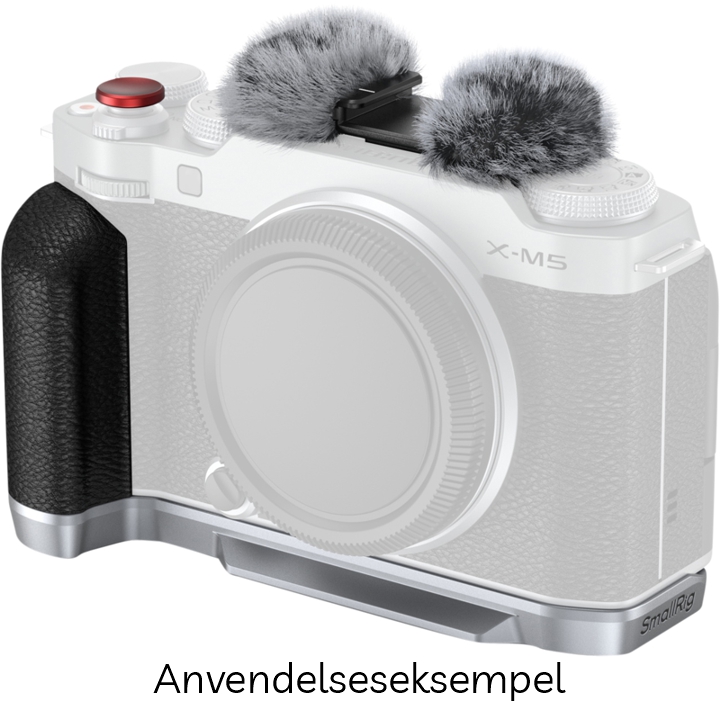 SmallRig 4875 L-Formet Greb til FUJIFILM X-M5 m/ Hot Shoe Dæksel, Rød Udløserknap & Vindskærm - Silver (Sølv)