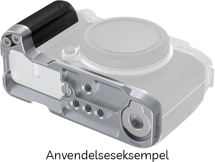 SmallRig 4875 L-Formet Greb til FUJIFILM X-M5 m/ Hot Shoe Dæksel, Rød Udløserknap & Vindskærm - Silver (Sølv)