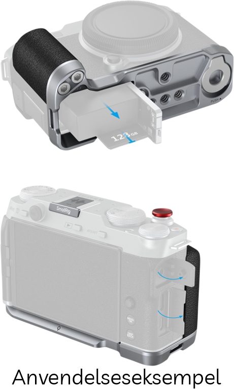 SmallRig 4875 L-Formet Greb til FUJIFILM X-M5 m/ Hot Shoe Dæksel, Rød Udløserknap & Vindskærm - Silver (Sølv)