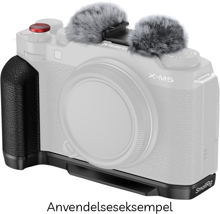 SmallRig 4876 L-Formet Greb til FUJIFILM X-M5 m/ Hot Shoe Dæksel, Rød Udløserknap & Vindskærm - Black (Sort)