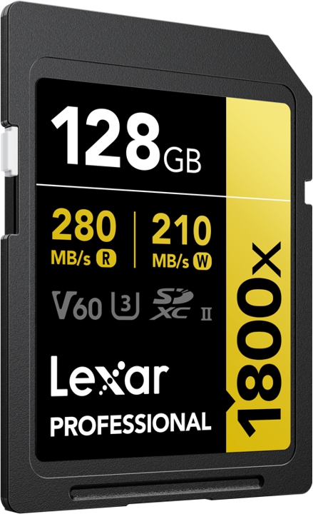 Lexar Pro 1800x 128GB SD-Kort - 280MB/s V60 UHS-II