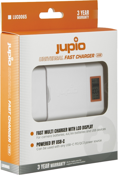 Jupio Hurtig Universial Oplader m/ USB-C stik & LCD