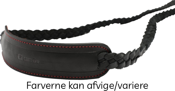 Cam-in Smal Flettet Sort/Rød Læderrem (Cam3241C)